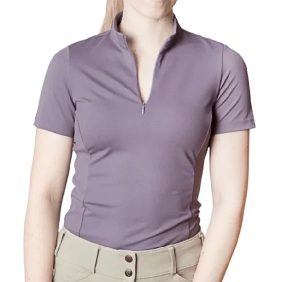 TKEQ Quinn Essential Horse Show Competition Stretchy Short Sleeve Shirt Purple - Picture 1 of 11
